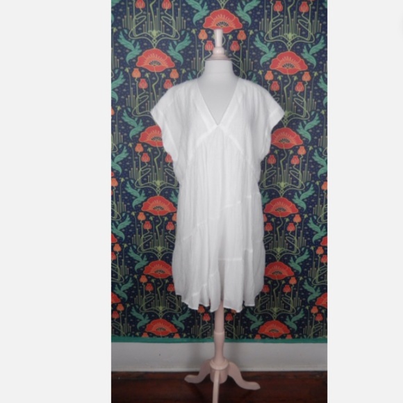 Maeve Anthropologie Juliet White Tiered A-Line Swing Dress XL - Picture 3 of 8